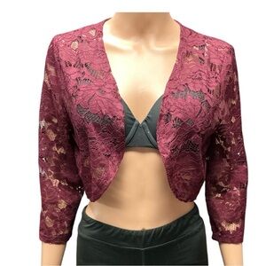 Allegra K - NWT - Burgundy Lace Bolero Jacket Size Medium